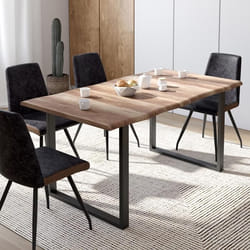 Table à manger rectangle fixe - IDMARKET - DAKOTA - Bois et noir - 6 personnes - 160 cm
