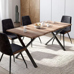 Table à manger rectangle fixe - IDMARKET - DAKOTA - Bois et noir - 6 personnes - 160 cm