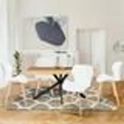 IDMARKET Lot de 4 chaises ROBINE en PU blanches pour salle à manger