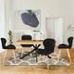 IDMARKET Lot de 4 chaises ROBINE en PU noires pour salle à manger
