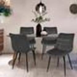 IDMARKET Lot de 4 chaises MADY en velours gris pour salle à manger