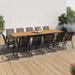 IDMARKET Salon de jardin POLY extensible table 135-270 CM et 12 chaises bois et gris foncé