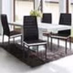 IDMARKET Lot de 4 chaises ROMANE noires bandeau blanc pour salle à manger
