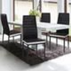 IDMARKET Lot de 4 chaises ROMANE noires bandeau blanc pour salle à manger
