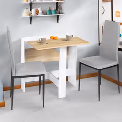 IDMARKET Table console pliable EDI 2-4 personnes bois blanc plateau façon hêtre 103 x 76 cm