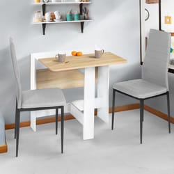 IDMARKET Table console pliable EDI 2-4 personnes bois blanc plateau façon hêtre 103 x 76 cm