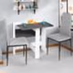 IDMARKET Table console pliable EDI 2-4 personnes bois blanc plateau gris 103 x 76 cm
