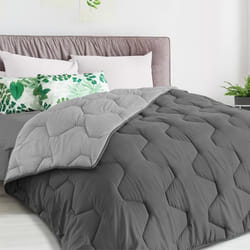 IDMARKET Couette 140x200 CM ABBY bicolore gris clair et gris 300 gr
