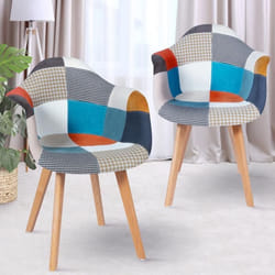 IDMARKET Lot de 2 chaises de salle à manger SARA scandinaves patchworks multi-couleurs