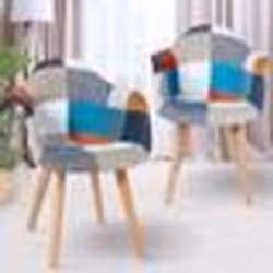 IDMARKET Lot de 2 chaises de salle à manger scandinaves fauteuils de table SARA motifs patchworks multi-couleurs
