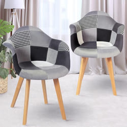 IDMARKET Lot de 2 chaises de salle à manger SARA scandinaves patchworks noirs gris et blancs