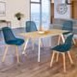 IDMARKET Lot de 4 chaises MANDY bleu canard pour salle à manger
