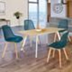 IDMARKET Lot de 4 chaises MANDY bleu canard pour salle à manger