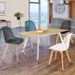 IDMARKET Lot de 4 chaises MANDY mix color blanc gris bleu canard et noir
