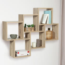 IDMARKET Etagère murale double position LUCAS bois façon hêtre