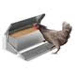 IDMARKET Mangeoire XXL pour poules distributeur automatique à pédale en acier 10 KG
