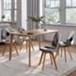 IDMARKET Lot de 4 chaises scandinaves SARA motifs patchworks noirs gris et blancs