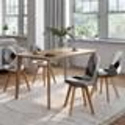 IDMARKET Lot de 4 chaises scandinaves SARA motifs patchworks noirs gris et blancs