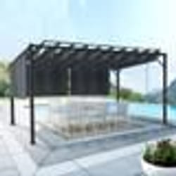 IDMARKET Pergola édition luxe lames orientables 3x4 M et 4 stores gris anthracite