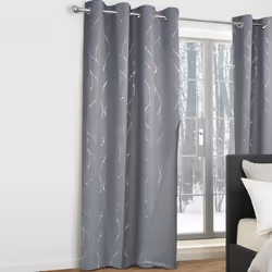 IDMARKET Lot de 2 rideaux thermiques gris anthracite motif courbe 140x240 cm