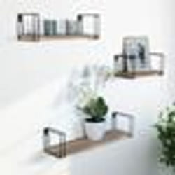 IDMARKET Lot de 3 étagères murales LILY bois et métal design industriel