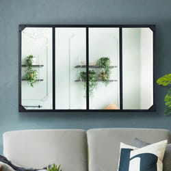IDMARKET Miroir verrière 4 bandes design industriel 110x70 cm