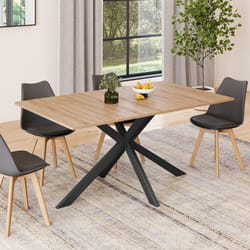 Table à manger rectangle fixe - IDMARKET - ALIX - Bois et noir - 8 personnes - 160 cm