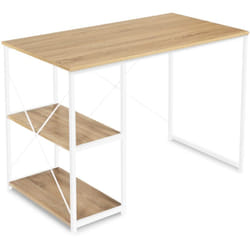 Idmarket - Bureau droit detroit design industriel bois et métal blanc