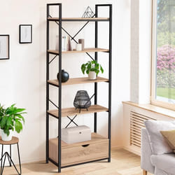 IDMARKET Etagère 5 niveaux avec tiroir DETROIT design industriel 170 cm