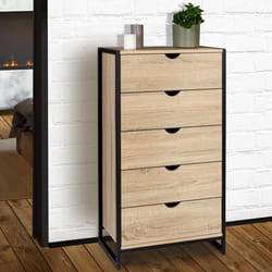 IDMARKET Chiffonnier 5 tiroirs DETROIT 60x30x90 cm commode semainier design industriel