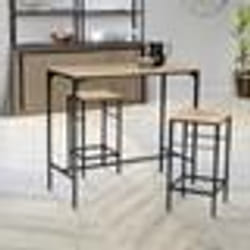 IDMARKET Ensemble table haute de bar DETROIT 95 cm et 2 tabourets design industriel