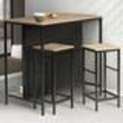 IDMARKET Ensemble table de bar îlot DETROIT et 2 tabourets design industriel