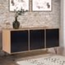 IDMARKET Buffet bas vintage 113 cm NOEMI 3 portes bois pied épingle