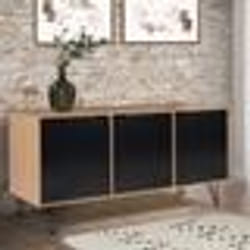 IDMARKET Buffet bas vintage 113 cm NOEMI 3 portes bois pied épingle