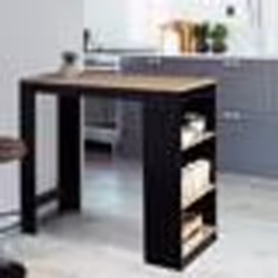 IDMARKET Table de bar BARTH 2 à 4 personnes bois noir et plateau façon hêtre