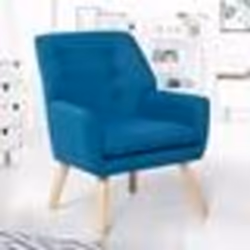 IDMARKET Fauteuil scandinave NAT en tissu bleu canard