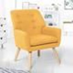 IDMARKET Fauteuil scandinave NAT en tissu jaune moutarde