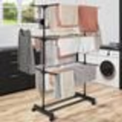 IDMARKET Séchoir à linge vertical pliable 3 niveaux MAXIMA capacité 20M noir et effet bois