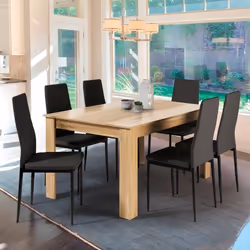 IDMARKET Table à manger rectangle GEORGIA 6 personnes imitation hêtre 140 x 90 cm