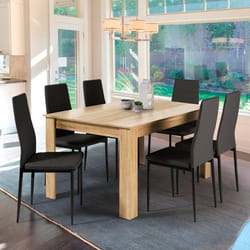 IDMARKET Table à manger rectangle GEORGIA 6 personnes imitation hêtre 140 x 90 cm