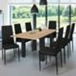 IDMARKET Table à manger extensible rectangle DONA 4-8 personnes noire plateau façon hêtre 80-160 cm