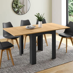 Table à manger rectangle extensible - IDMARKET - DONA - Bois et noir - 4-8 personnes - 80-160 cm