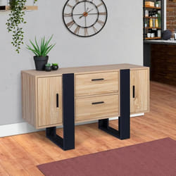 ID MARKET buffet PHOENIX 2 portes et 2 tiroirs 105 cm Loft bois et noir