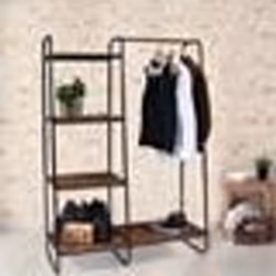 IDMARKET Dressing penderie PAOLO avec étagères bois vieilli et métal