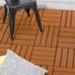 IDMARKET Lot de 5 dalles de terrasse WODHY clipsables bois composite effet teck 30 x 30 cm