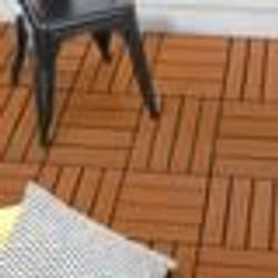 IDMARKET Lot de 5 dalles de terrasse WODHY clipsables bois composite effet teck 30 x 30 cm