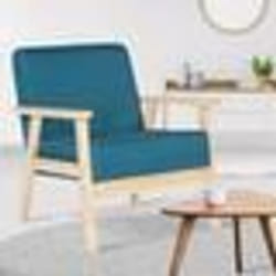IDMARKET Fauteuil scandinave ANDERS en tissu bleu canard