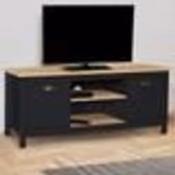 IDMARKET Meuble TV 113 cm campagne ISIS bois et noir