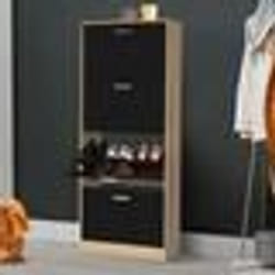IDMARKET Meuble à chaussures 24 paires KLARK imitation hêtre 4 portes noires