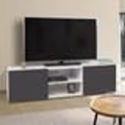 IDMARKET Meuble TV 113 cm ELI blanc portes gris anthracite